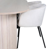 Oválný jídelní stůl Bianca , White Wash Černá dýha + židle Berit , Black Beige Velvet_4