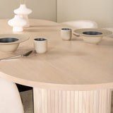 Oválný jídelní stůl Bianca , White Wash Černá dýha + židle Berit , Black Beige Velvet_4