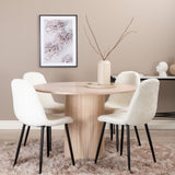 Bianca kulatý jídelní stůl , bílá Wash Černá dýha + Polar Fluff jídelní židle , černé nohy , bílý Teddy _4