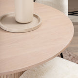 Bianca kulatý jídelní stůl , bílá Wash Černá dýha + Polar Fluff jídelní židle , černé nohy , bílý Teddy _4