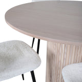 Bianca kulatý jídelní stůl , bílá Wash Černá dýha + Polar Fluff jídelní židle , černé nohy , bílý Teddy _4