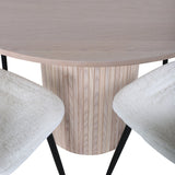 Bianca kulatý jídelní stůl , bílá Wash Černá dýha + Polar Fluff jídelní židle , černé nohy , bílý Teddy _4