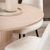 Bianca kulatý jídelní stůl , bílá Wash Černá dýha + Polar Fluff jídelní židle , černé nohy , bílý Teddy _4