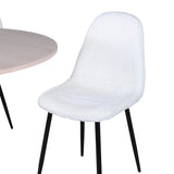 Bianca kulatý jídelní stůl , bílá Wash Černá dýha + Polar Fluff jídelní židle , černé nohy , bílý Teddy _4