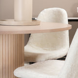 Bianca kulatý jídelní stůl , bílá Wash Černá dýha + Polar Fluff jídelní židle , černé nohy , bílý Teddy _4