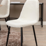 Bianca kulatý jídelní stůl , bílá Wash Černá dýha + Polar Fluff jídelní židle , černé nohy , bílý Teddy _4