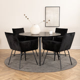 Jídelní stůl Dipp - 115 cm - Černá dýha / Celé černé nohy + Židle Petra - Černá / Black Velvet_4