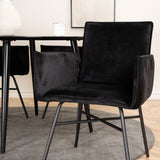 Jídelní stůl Dipp - 115 cm - Černá dýha / Celé černé nohy + Židle Petra - Černá / Black Velvet_4