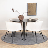 Jídelní stůl Dipp - 115 cm - černá dýha / celé černé nohy + židle Berit - černá / béžová Velvet_4