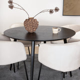 Jídelní stůl Dipp - 115 cm - černá dýha / celé černé nohy + židle Berit - černá / béžová Velvet_4