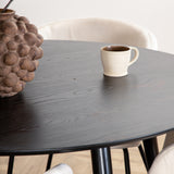 Jídelní stůl Dipp - 115 cm - černá dýha / celé černé nohy + židle Berit - černá / béžová Velvet_4
