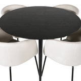 Jídelní stůl Dipp - 115 cm - černá dýha / celé černé nohy + židle Berit - černá / béžová Velvet_4