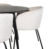 Jídelní stůl Dipp - 115 cm - černá dýha / celé černé nohy + židle Berit - černá / béžová Velvet_4