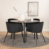 Jídelní stůl Dipp - 115 cm - černá dýha / celé černé nohy + židle Berit - černá / černý samet_4