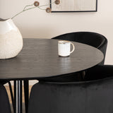 Jídelní stůl Dipp - 115 cm - černá dýha / celé černé nohy + židle Berit - černá / černý samet_4