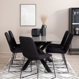 Jídelní stůl Piazza, černá šedá dýha+muce jídelní židle, černé nohy, černá látka_6