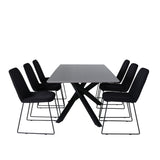 Jídelní stůl Piazza, černá šedá dýha+muce jídelní židle, černé nohy, černá látka_6