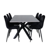 Jídelní stůl Piazza, černá šedá dýha+polární jídelní židle, černé nohy Black Velvet (ers√§tter 19902,888)_6