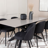 Jídelní stůl Piazza, černá šedá dýha + sametová jídelní židle, černé nohy, černá látka_6