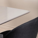 Jídelní stůl Piazza, černá šedá dýha + sametová jídelní židle, černé nohy, černá látka_6