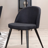 Jídelní stůl Piazza, černá šedá dýha + sametová jídelní židle, černé nohy, černá látka_6