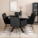 Jídelní stůl Piazza , černá šedá dýha + židle Petra , distressed měď Black Velvet_6