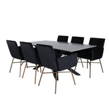 Jídelní stůl Piazza , černá šedá dýha + židle Petra , distressed měď Black Velvet_6
