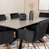 Jídelní stůl Piazza , černá šedá dýha + židle Petra , distressed měď Black Velvet_6