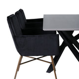 Jídelní stůl Piazza , černá šedá dýha + židle Petra , distressed měď Black Velvet_6
