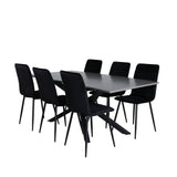 Jídelní stůl Piazza, černá šedá dýha + židle Windu Lyx, černá černá Velvet_6