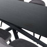 Jídelní stůl Piazza – černá / černá dýha + židle se sametovými stehy – černá / šedá mikrovlákno_6