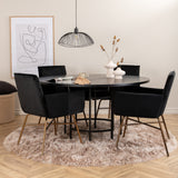 Copenhagen - Jídelní stůl kulatý - Černá / Černá + židle Petra - Distressed Copper / Black Velvet_4