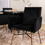 Copenhagen - Jídelní stůl kulatý - Černá / Černá + židle Petra - Distressed Copper / Black Velvet_4
