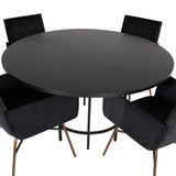 Copenhagen - Jídelní stůl kulatý - Černá / Černá + židle Petra - Distressed Copper / Black Velvet_4