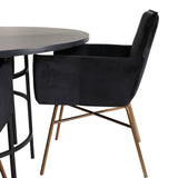 Copenhagen - Jídelní stůl kulatý - Černá / Černá + židle Petra - Distressed Copper / Black Velvet_4