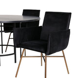 Copenhagen - Jídelní stůl kulatý - Černá / Černá + židle Petra - Distressed Copper / Black Velvet_4