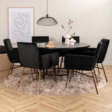 Copenhagen - Jídelní stůl kulatý - Černá / Černá + židle Petra - Distressed Copper / Black Velvet_6