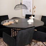 Copenhagen - Jídelní stůl kulatý - Černá / Černá + židle Petra - Distressed Copper / Black Velvet_6