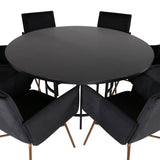 Copenhagen - Jídelní stůl kulatý - Černá / Černá + židle Petra - Distressed Copper / Black Velvet_6