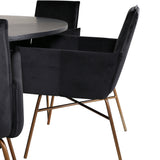 Copenhagen - Jídelní stůl kulatý - Černá / Černá + židle Petra - Distressed Copper / Black Velvet_6