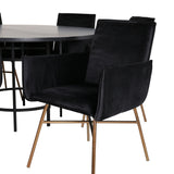 Copenhagen - Jídelní stůl kulatý - Černá / Černá + židle Petra - Distressed Copper / Black Velvet_6