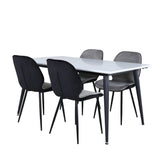 Jídelní stůl Jimmy - černá / bílá židle HPL+Emma - černá / černá a světle šedá Černý samet vzadu Šedý samet vpředu_4