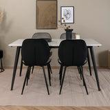 Jídelní stůl Jimmy - černá / bílá židle HPL+Emma - černá / černá a světle šedá Černý samet vzadu Šedý samet vpředu_4