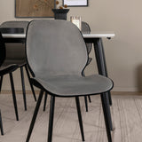 Jídelní stůl Jimmy - černá / bílá židle HPL+Emma - černá / černá a světle šedá Černý samet vzadu Šedý samet vpředu_4