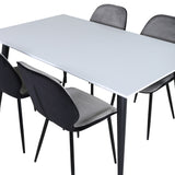 Jídelní stůl Jimmy - černá / bílá židle HPL+Emma - černá / černá a světle šedá Černý samet vzadu Šedý samet vpředu_4