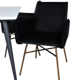 Jídelní stůl Jimmy – černá/bílá HPL+židle Petra – distressed měď/černý samet_4