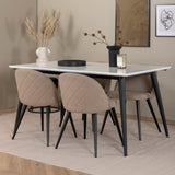 Jídelní stůl Jimmy – černá/bílá židle HPL+sametové stehy – černá/béžová látka (polyesterové prádlo)_4