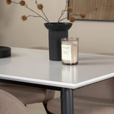 Jídelní stůl Jimmy – černá/bílá židle HPL+sametové stehy – černá/béžová látka (polyesterové prádlo)_4