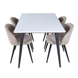 Jídelní stůl Jimmy – černá/bílá židle HPL+sametové stehy – černá/béžová látka (polyesterové prádlo)_4