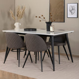Jídelní stůl Jimmy – černá/bílá židle HPL+sametové stehy – černá/šedá mikrovlákno_4